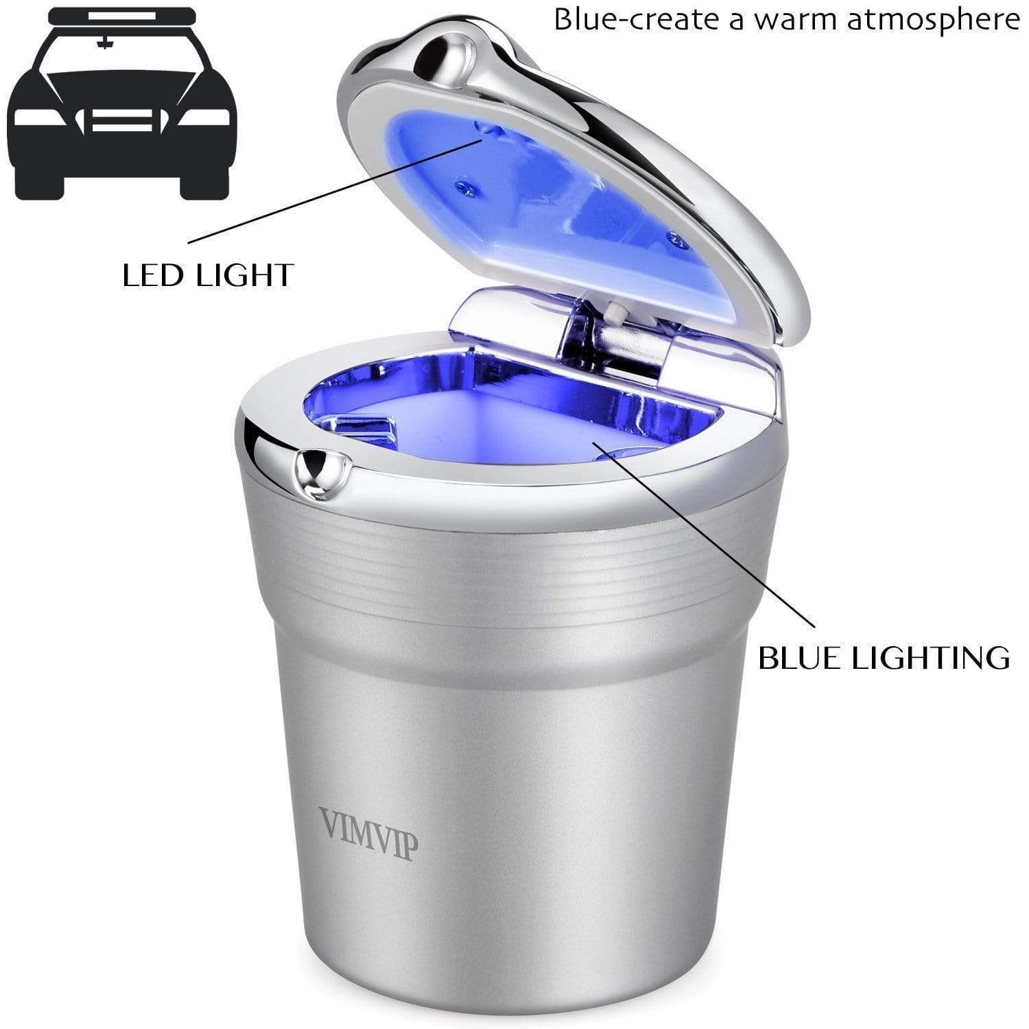 Portable Stainless Car LED Light Ashtray - RAPBLUE