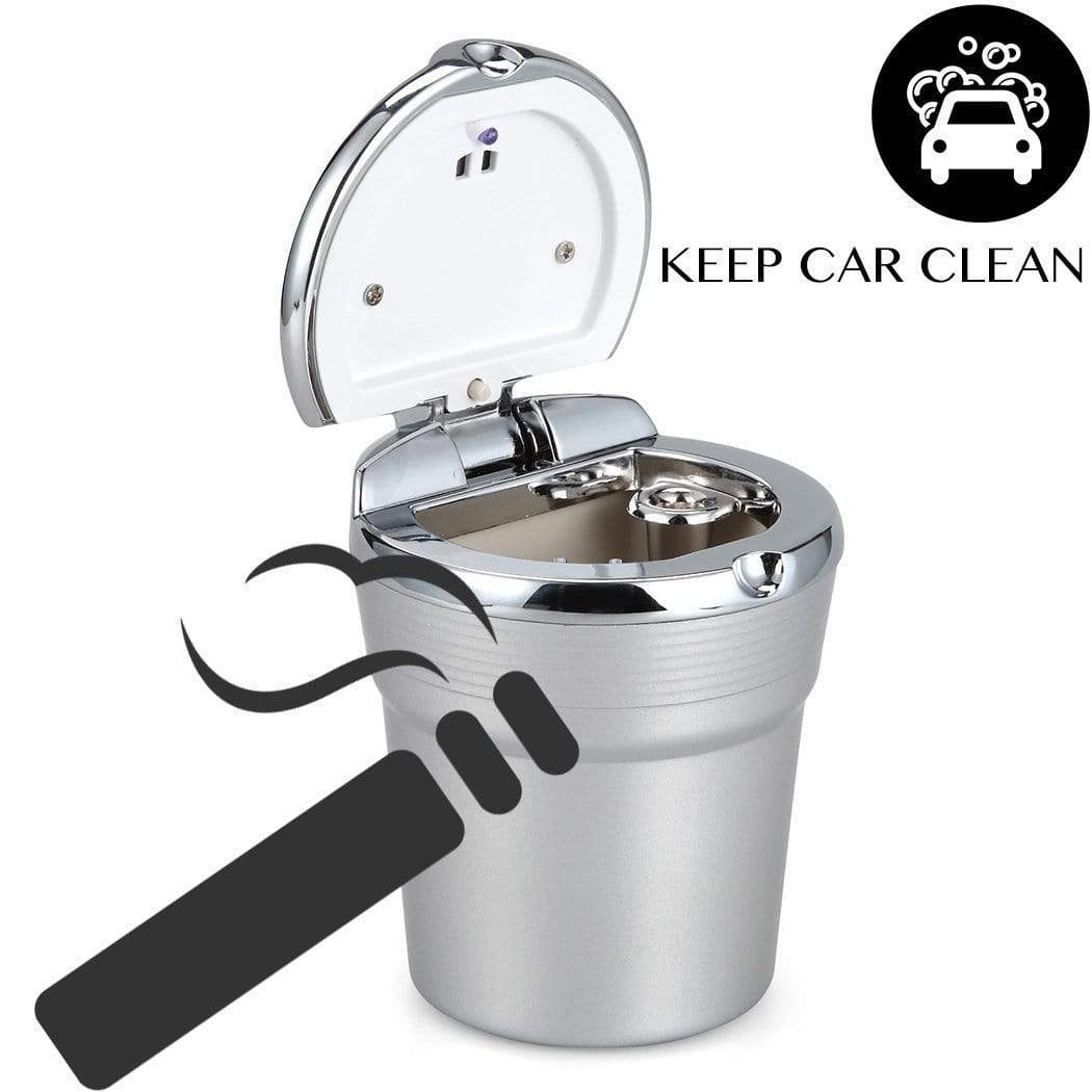 Portable Stainless Car LED Light Ashtray - RAPBLUE