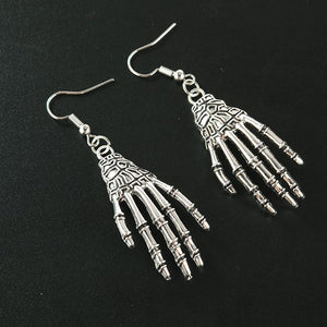 Halloween Vintage Carved Skull Skeleton Hands Earrings - RAPBLUE