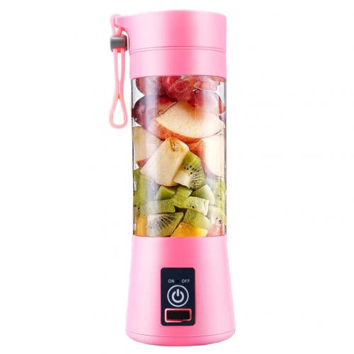 Portable Home USB Rechargeable 4Blade Electric Fruit Extractor Juice Blender Extractor Fruit Smoothie Maker Cup Bottle and Cover - RAPBLUE