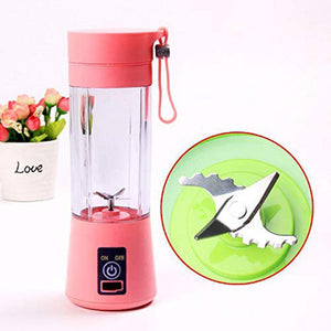 Portable Home USB Rechargeable 4Blade Electric Fruit Extractor Juice Blender Extractor Fruit Smoothie Maker Cup Bottle and Cover - RAPBLUE