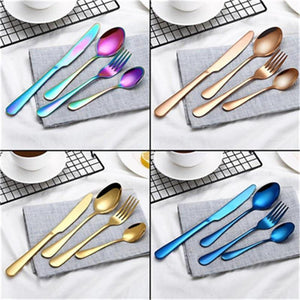 4 Pcs Beautiful Dinnerware Set - Stainless Steel Cutlery Silverware Tableware - RAPBLUE