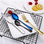 4 Pcs Beautiful Dinnerware Set - Stainless Steel Cutlery Silverware Tableware - RAPBLUE
