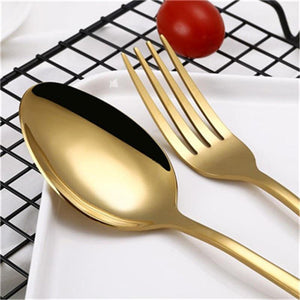 4 Pcs Beautiful Dinnerware Set - Stainless Steel Cutlery Silverware Tableware - RAPBLUE