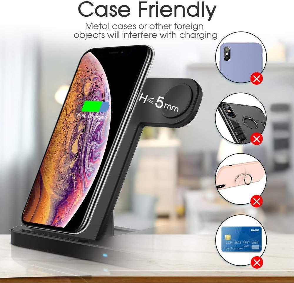 4 in 1 Wireless Charger, Qi 10W Fast Charging Station for iWatch Airpods iPhone Samsung - RAPBLUE