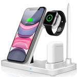 4 in 1 Wireless Charger, Qi 10W Fast Charging Station for iWatch Airpods iPhone Samsung - RAPBLUE