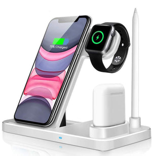 4 in 1 Wireless Charger, Qi 10W Fast Charging Station for iWatch Airpods iPhone Samsung - RAPBLUE