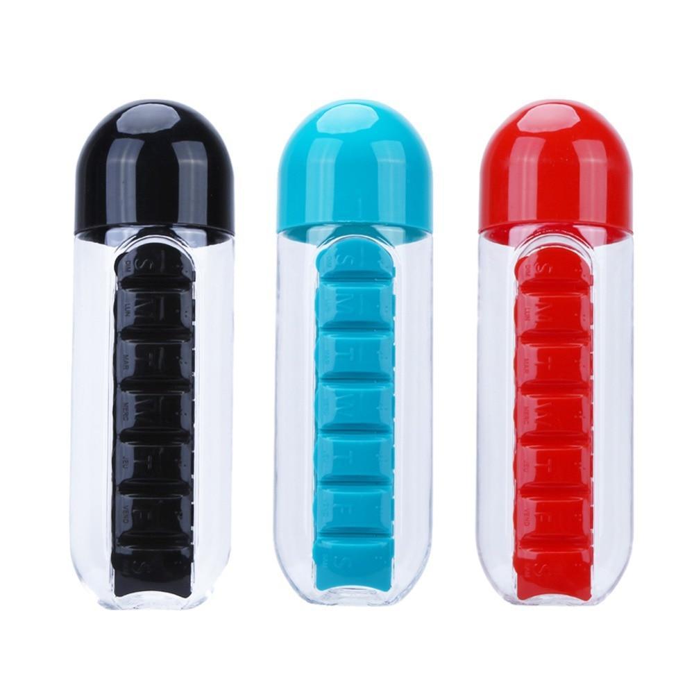 2 in 1 Pill Daily Box Organizer With Water Bottle - RAPBLUE