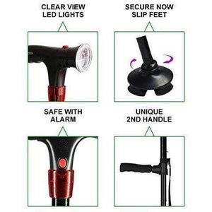 Venerate - Self standing fordable walking cane with 6 led lights - RAPBLUE
