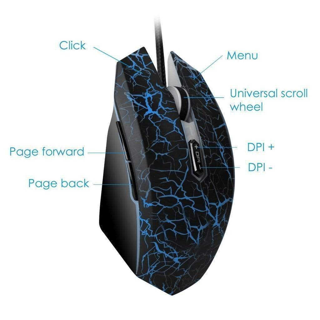 Professional Colorful 4000DPI Optical Wired Gaming Mouse - RAPBLUE