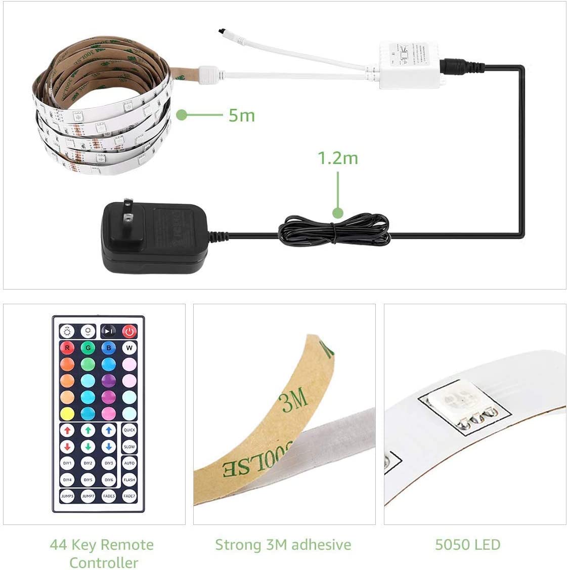 RGB 5050 50FT Color Changing LED light strip (Remote included) - RAPBLUE