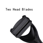 Upgraded Men Two Head Blade Back Hair Shaver Trimmer Body Leg Razor Long Handle Removal Razors - RAPBLUE