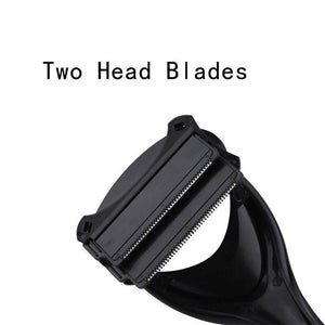 Upgraded Men Two Head Blade Back Hair Shaver Trimmer Body Leg Razor Long Handle Removal Razors - RAPBLUE