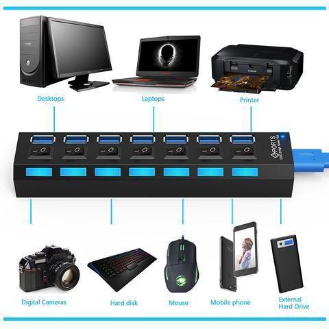 7 Ports USB 3.0 Hub - RAPBLUE