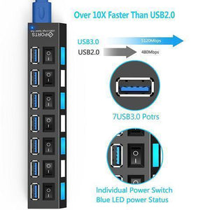 7 Ports USB 3.0 Hub - RAPBLUE