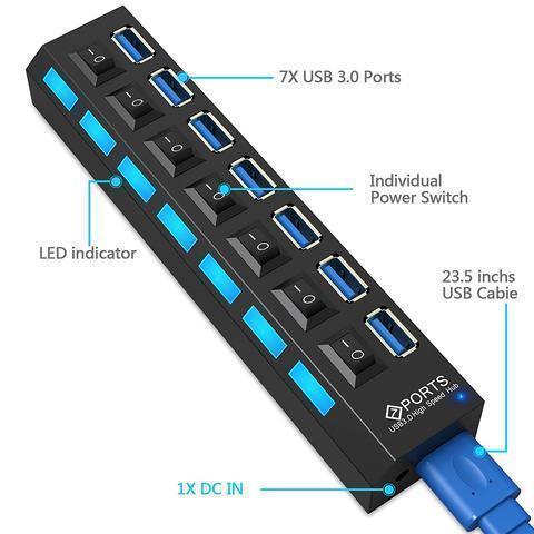 7 Ports USB 3.0 Hub - RAPBLUE