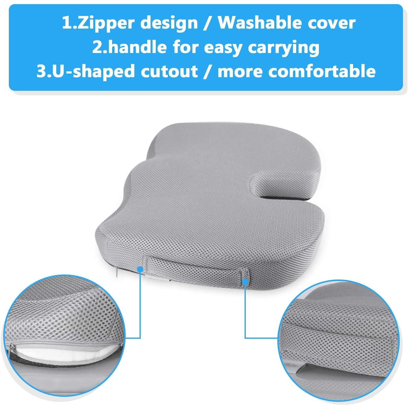 U-shaped memory cotton upholstery gel seat - RAPBLUE