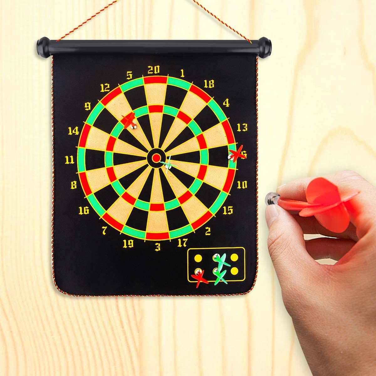 15 Inches Double Sided Magnetic Dart Board Set for Family Games - RAPBLUE