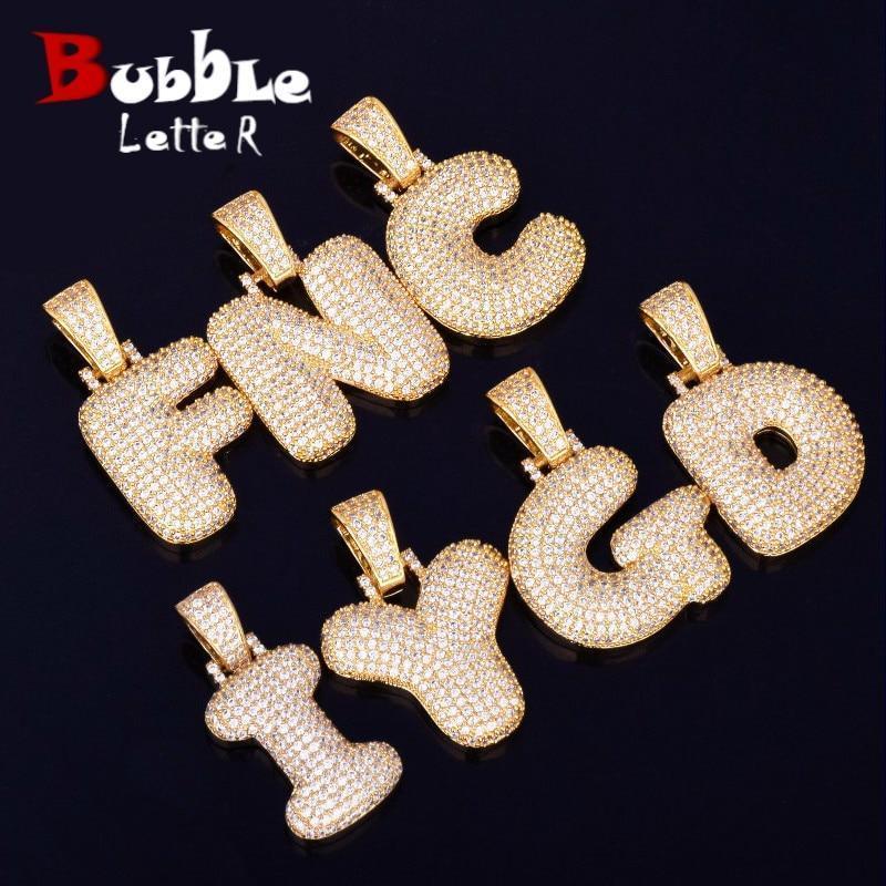 A-Z Custom Name Bubble Letters Necklaces & Pendant Chain - Gold/Silver - RAPBLUE
