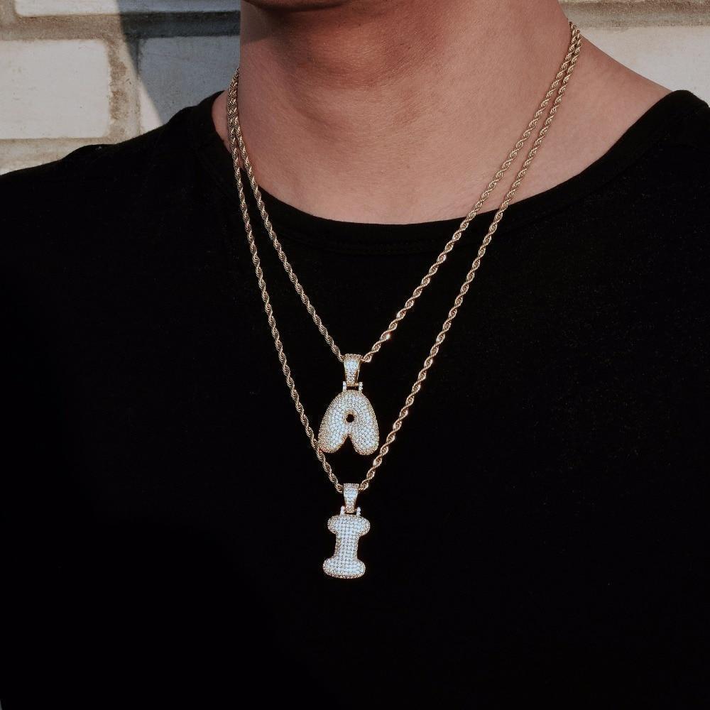 A-Z Custom Name Bubble Letters Necklaces & Pendant Chain - Gold/Silver - RAPBLUE