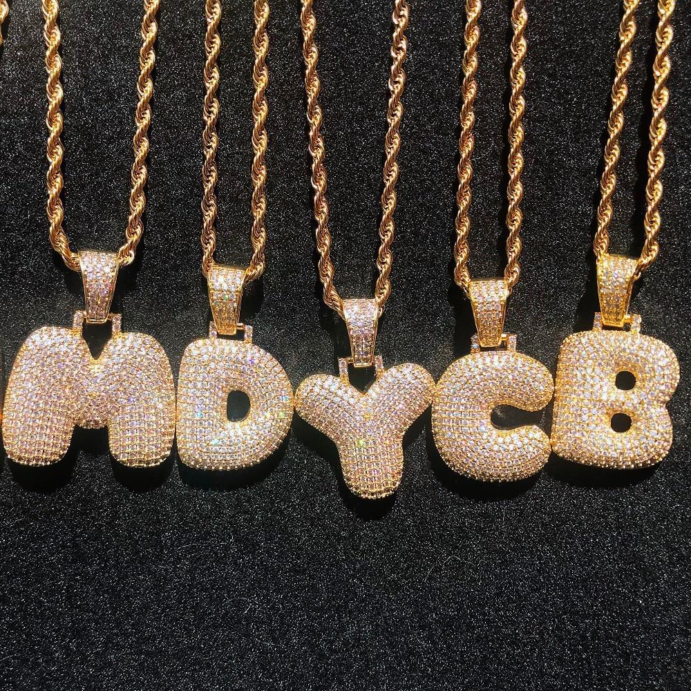 A-Z Custom Name Bubble Letters Necklaces & Pendant Chain - Gold/Silver - RAPBLUE