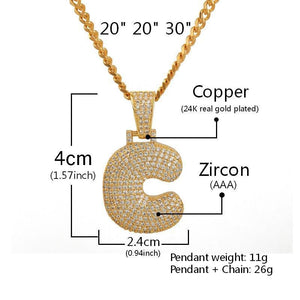 A-Z Custom Name Bubble Letters Necklaces & Pendant Chain - Gold/Silver - RAPBLUE