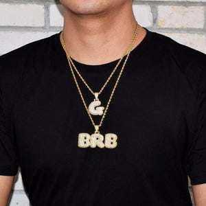 A-Z Custom Name Bubble Letters Necklaces & Pendant Chain - Gold/Silver - RAPBLUE