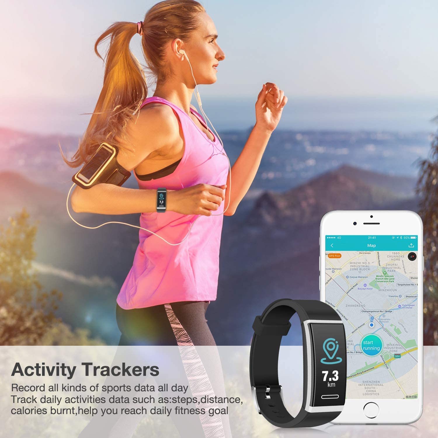 Fitness Tracker, Waterproof Colour Screen Smart Bracelet with Heart Rate Blood Pressure Monitor,Smart Watch Pedometer Activity Tracker Bluetooth for Android & iOS - RAPBLUE