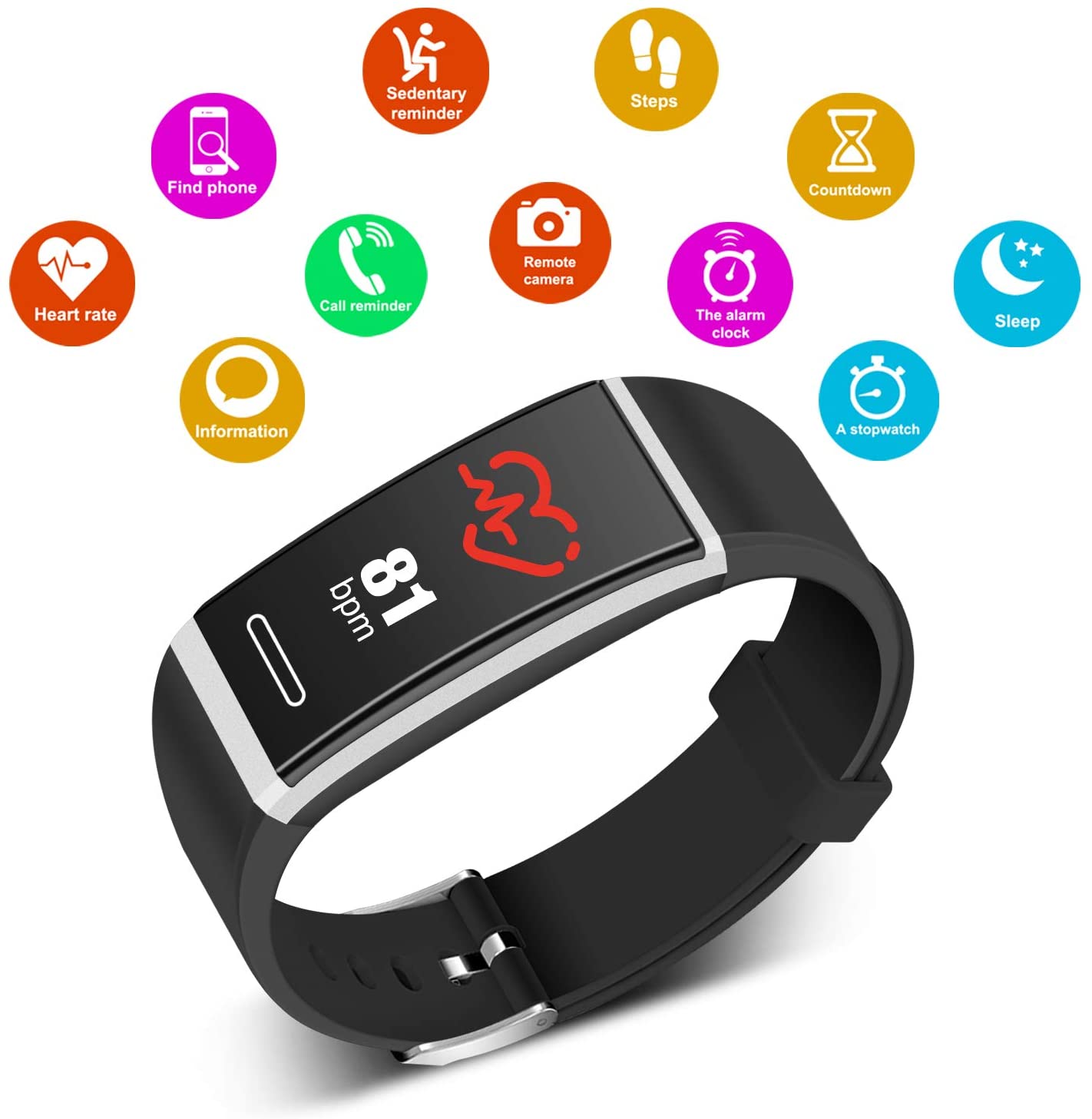 Fitness Tracker, Waterproof Colour Screen Smart Bracelet with Heart Rate Blood Pressure Monitor,Smart Watch Pedometer Activity Tracker Bluetooth for Android & iOS - RAPBLUE