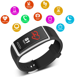 Fitness Tracker, Waterproof Colour Screen Smart Bracelet with Heart Rate Blood Pressure Monitor,Smart Watch Pedometer Activity Tracker Bluetooth for Android & iOS - RAPBLUE