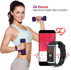 Fitness Tracker, Waterproof Colour Screen Smart Bracelet with Heart Rate Blood Pressure Monitor,Smart Watch Pedometer Activity Tracker Bluetooth for Android & iOS - RAPBLUE