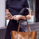 Women Genuine Leather Top Handle Satchel Daily Work Tote Shoulder Bag Large Capacity - RAPBLUE