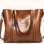 Women Genuine Leather Top Handle Satchel Daily Work Tote Shoulder Bag Large Capacity - RAPBLUE