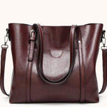 Women Genuine Leather Top Handle Satchel Daily Work Tote Shoulder Bag Large Capacity - RAPBLUE