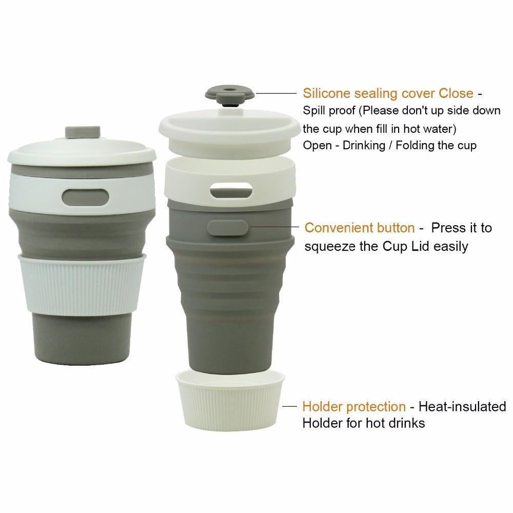 Collapsible BPA FREE Silicone Travel Coffee Mug Cup - RAPBLUE