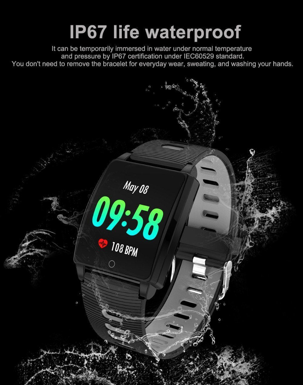 New IPS Large Screen Multi-Sport Fitness Smart Watch Activity Tracker Heart Rate Blood Pressure Wristband For iOS Android - RAPBLUE