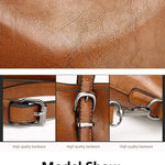 Women Genuine Leather Top Handle Satchel Daily Work Tote Shoulder Bag Large Capacity - RAPBLUE