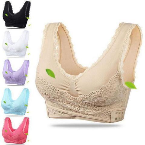 THE GENTLE BRA - FRONT CROSS SIDE-BUCKLE LACE WIRELESS LIFT BRA - RAPBLUE