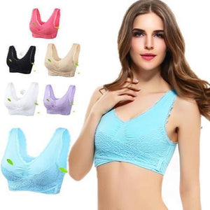 THE GENTLE BRA - FRONT CROSS SIDE-BUCKLE LACE WIRELESS LIFT BRA - RAPBLUE