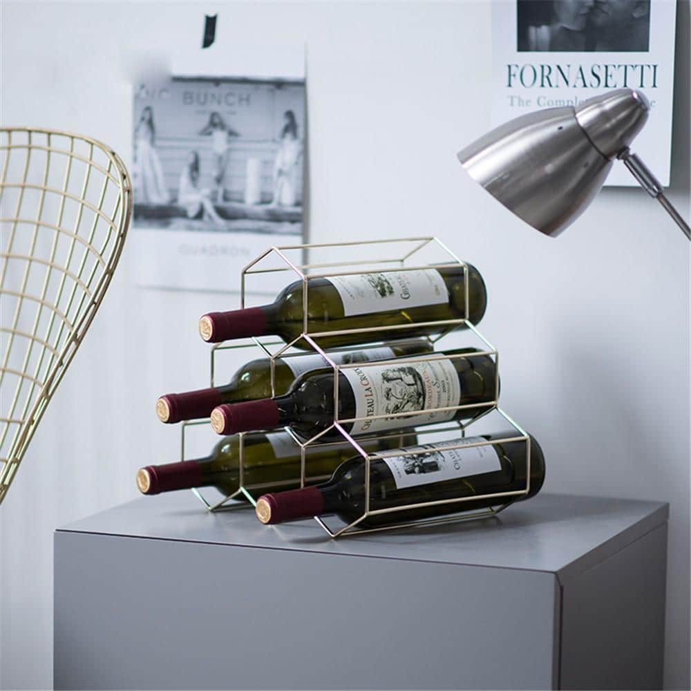 Geometric Metal Wine Rack with 6 Bottle Holder - RAPBLUE