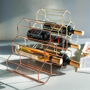 Geometric Metal Wine Rack with 6 Bottle Holder - RAPBLUE