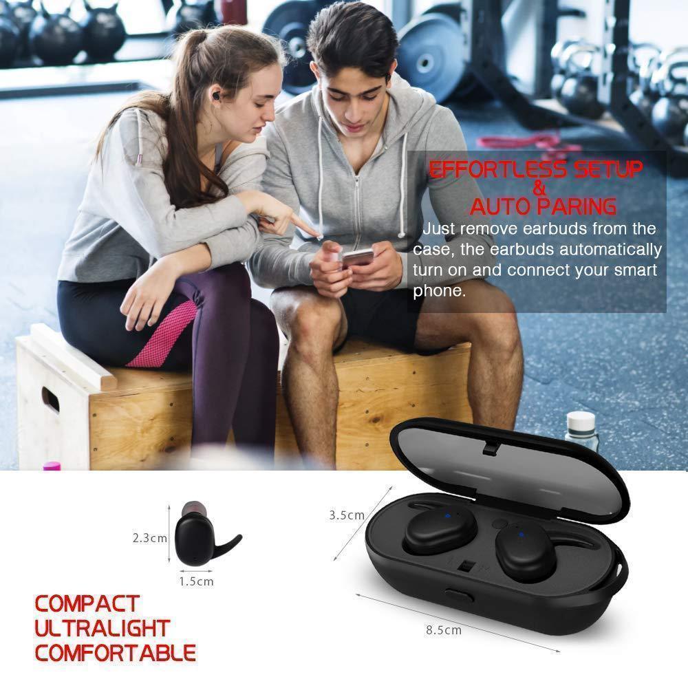 TWS True Wireless Bluetooth 5.0 Earbuds Waterproof Sport Touch Control Noise Cancelling Earphones - RAPBLUE