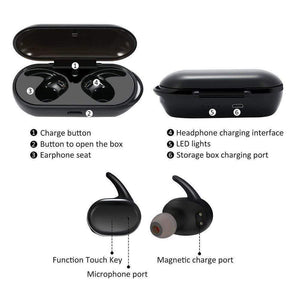 TWS True Wireless Bluetooth 5.0 Earbuds Waterproof Sport Touch Control Noise Cancelling Earphones - RAPBLUE