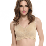 THE GENTLE BRA - FRONT CROSS SIDE-BUCKLE LACE WIRELESS LIFT BRA - RAPBLUE