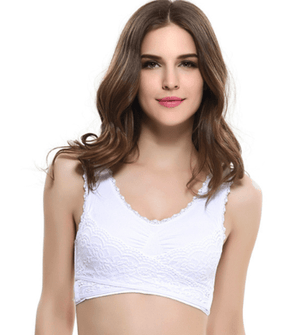 THE GENTLE BRA - FRONT CROSS SIDE-BUCKLE LACE WIRELESS LIFT BRA - RAPBLUE