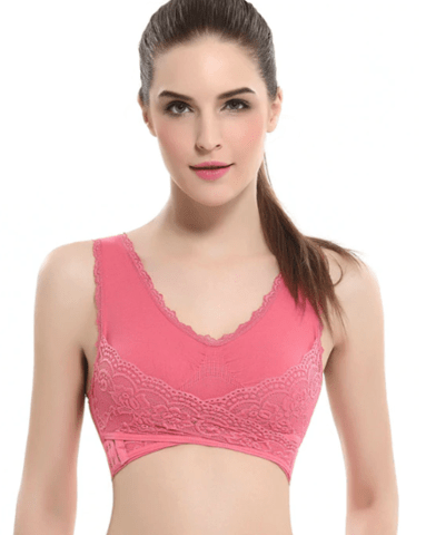 THE GENTLE BRA - FRONT CROSS SIDE-BUCKLE LACE WIRELESS LIFT BRA - RAPBLUE
