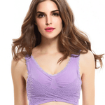 THE GENTLE BRA - FRONT CROSS SIDE-BUCKLE LACE WIRELESS LIFT BRA - RAPBLUE