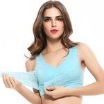 THE GENTLE BRA - FRONT CROSS SIDE-BUCKLE LACE WIRELESS LIFT BRA - RAPBLUE