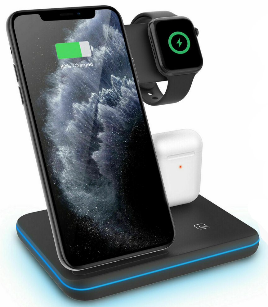 3 In 1 Qi Fast Wireless Charging Smart Station Dock - RAPBLUE