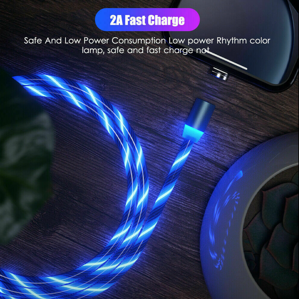 IGLOW™ GLOWING LED MAGNETIC 3 IN 1 USB CHARGING CABLE - RAPBLUE